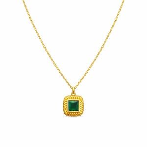 Gold Green Crystal Necklace